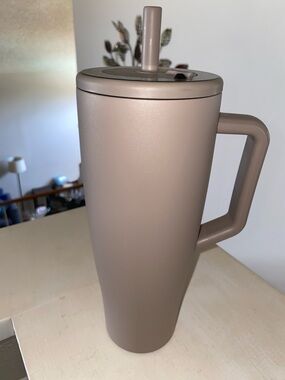 Insulated Travel Mug with Handle - Taupe